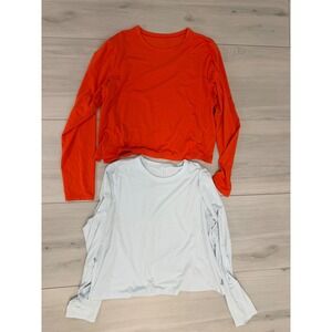 Lululemon Long Sleeve T-Shirt 2-Pack Bundle Athleisure Crewneck Orange Blue